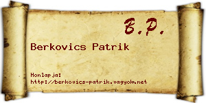 Berkovics Patrik névjegykártya